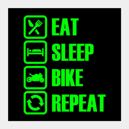 Eat Sleep Bike Repeat Square Art Prints