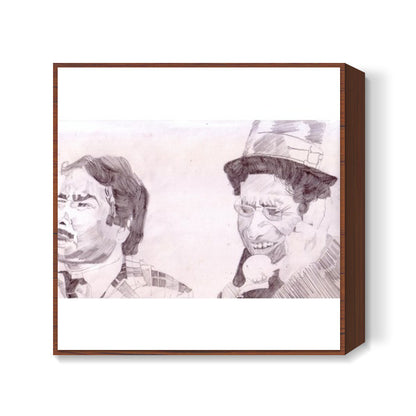 Satish Kaushik and Naseeruddin Shah from Jaane Bhi Do Yaaron Square Art Prints