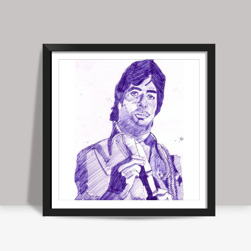 Bollywood superstar Amitabh Bachchan in his angry young man avatar Square Art Prints