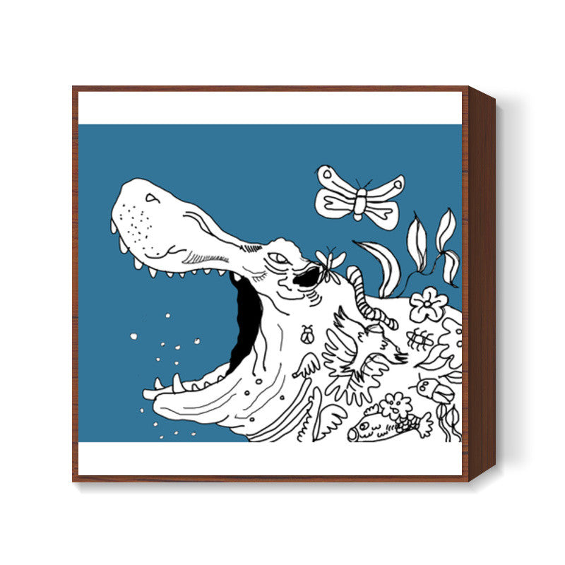 Hippopotamus Doodle Square Art Prints