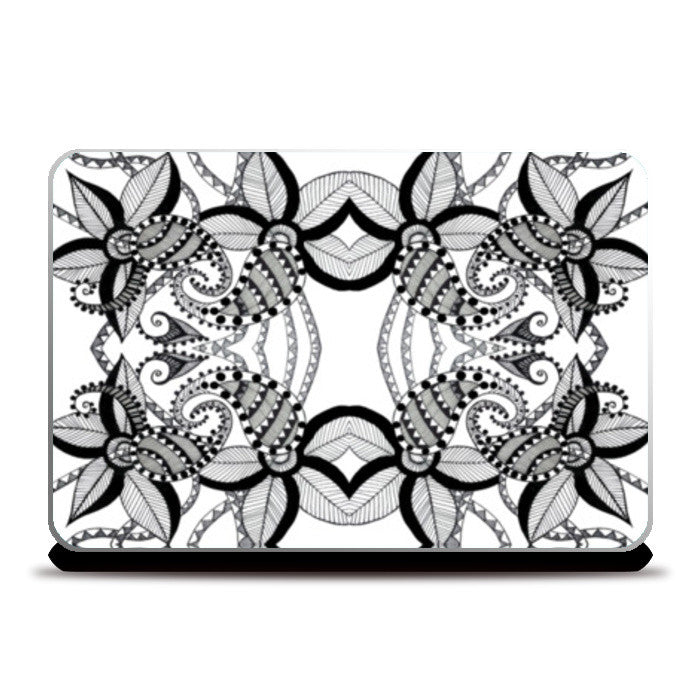 Black And White Paisley Doodle Art  Laptop Skins