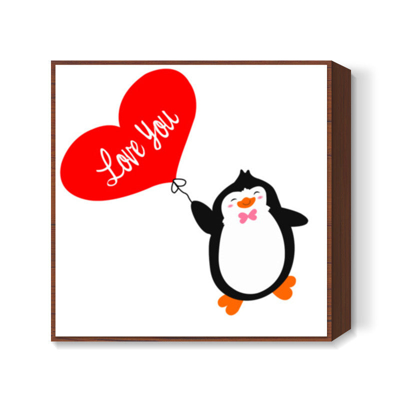 Love You Penguin Square Art Prints