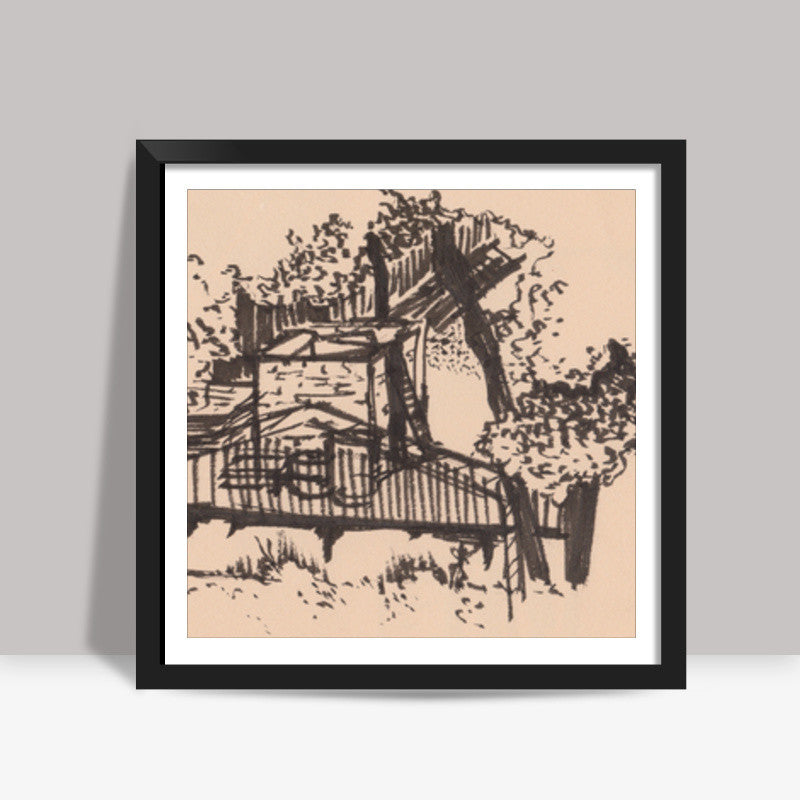 Behind the Trees Square Art Prints