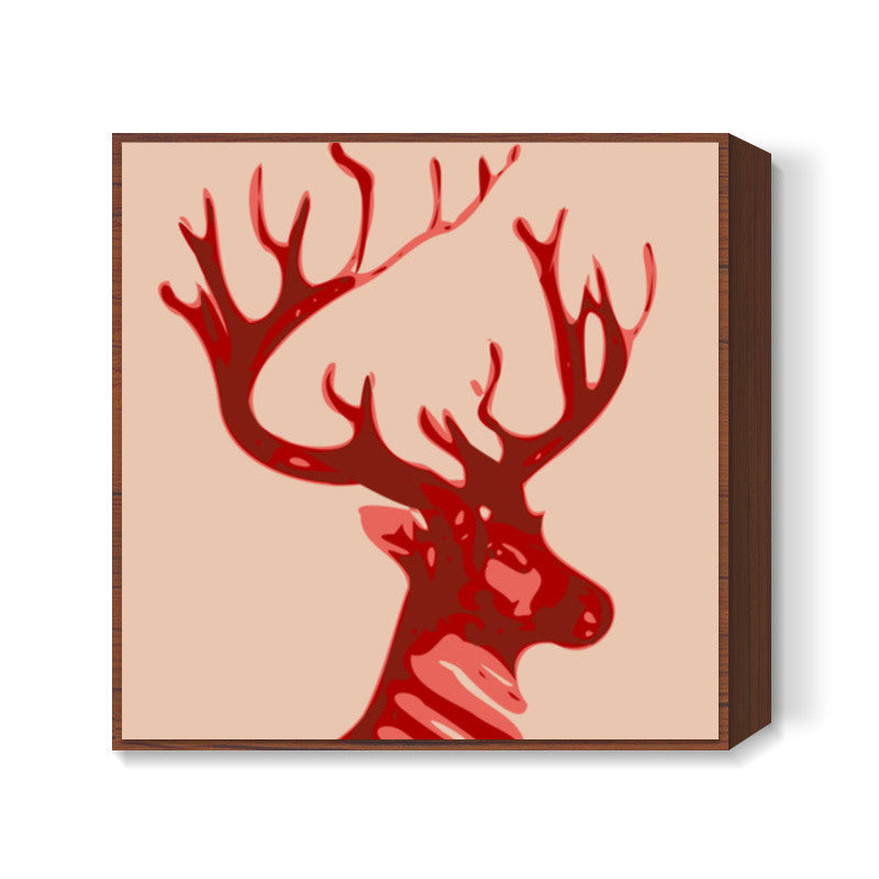 Abstract deer red Square Art