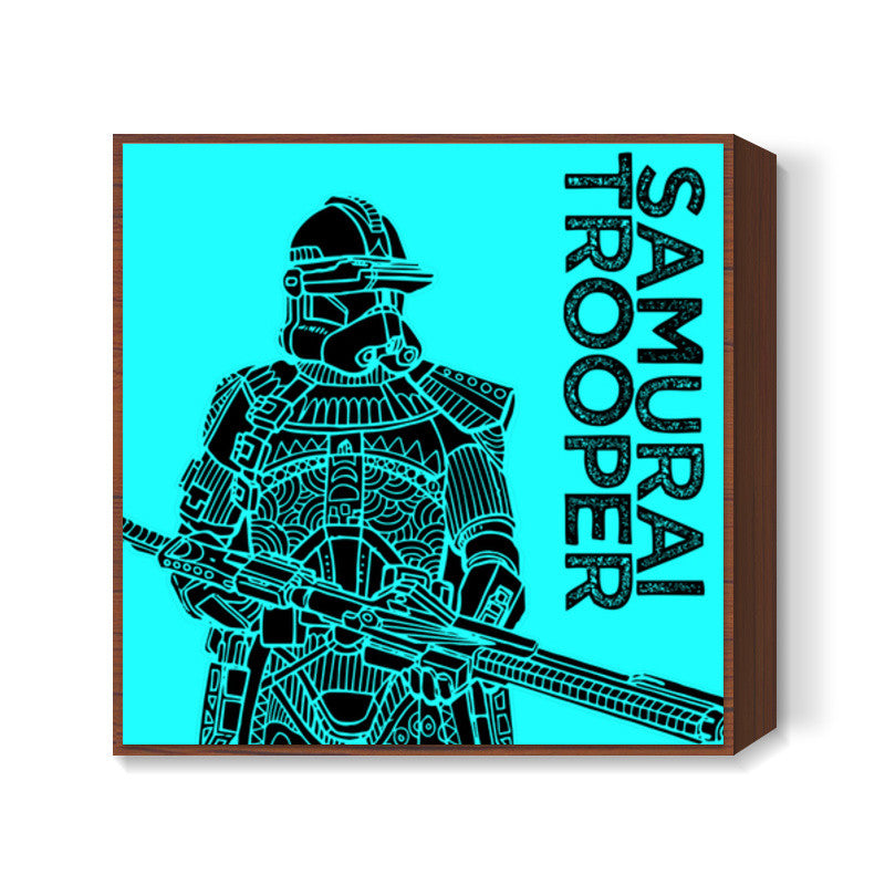 Samurai Trooper : Star Wars Inspired Original Art, Blue, Black, Pop Art, Trendy Graphic Art, Bold, Bright, Intricate Square Art Prints