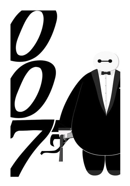 Minimal Baymax James Bond  Wall Art