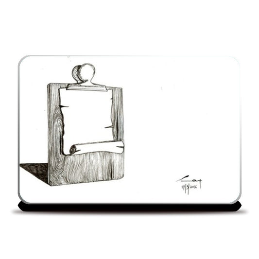 Scroll on wooden clip board Laptop Skins