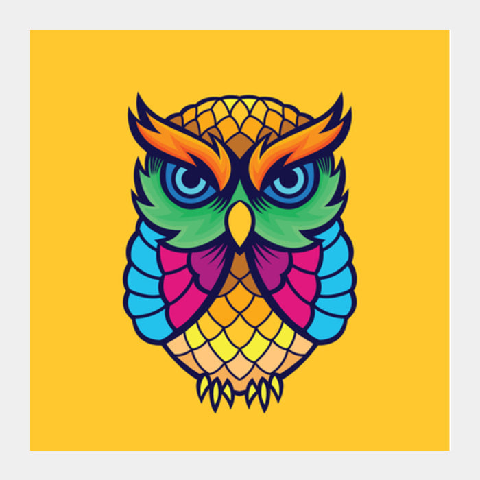 Colorful Owl Square Art Prints