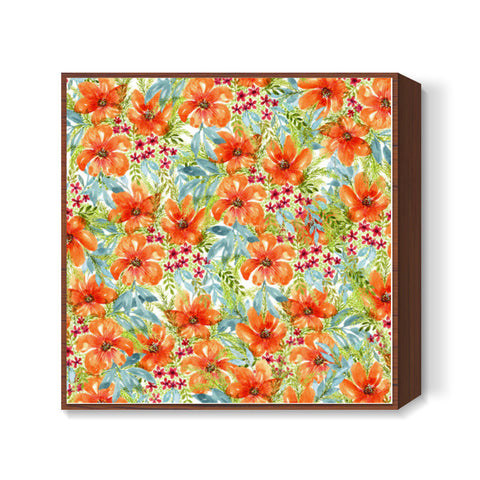 Orange Watercolor Flowers Painting Spring Background Floral