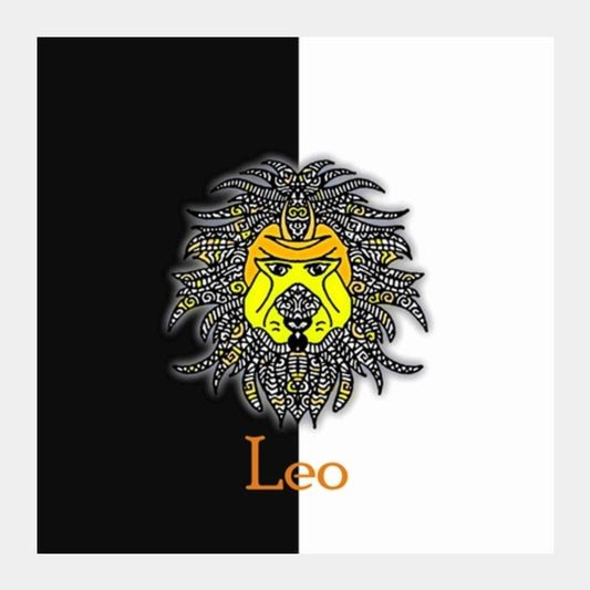 Square Art Prints, Leo Zodiac Zenscrawl Square Art Prints