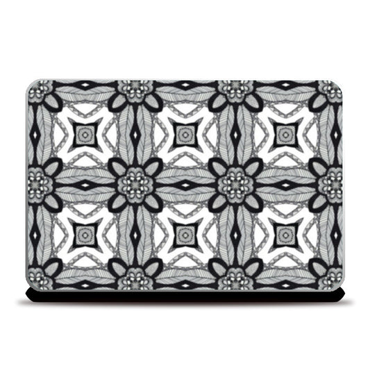 Black And White Doodle Art Pattern Laptop Skins