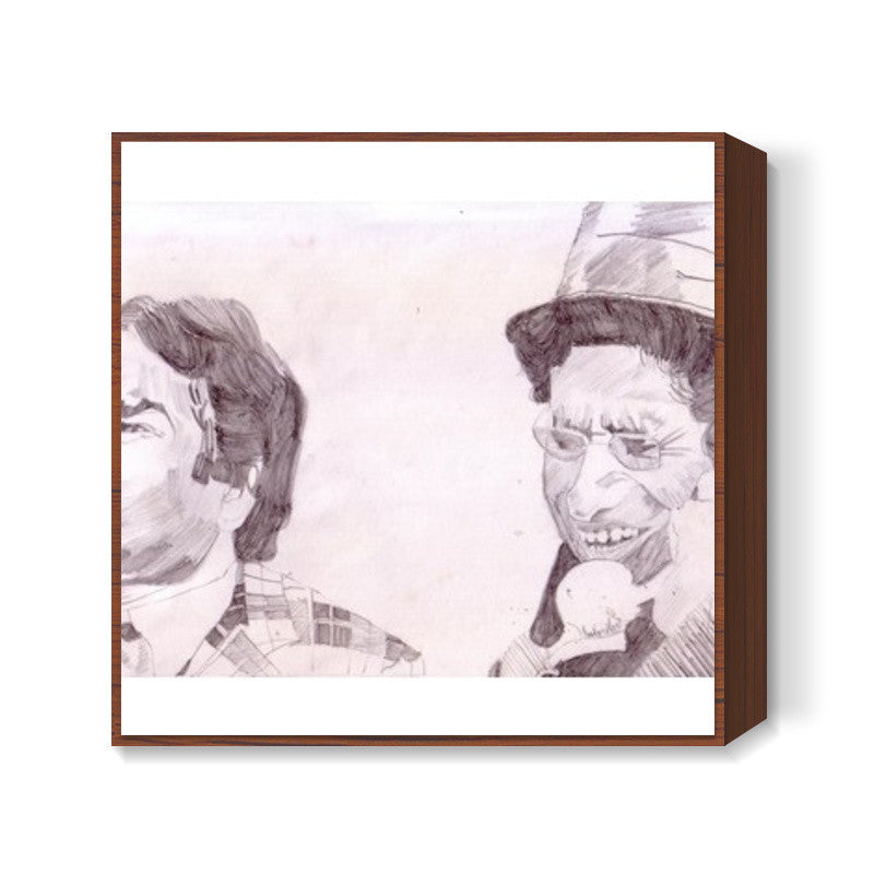 Satish Kaushik and Naseeruddin Shah from Jaane Bhi Do Yaaron Square Art Prints