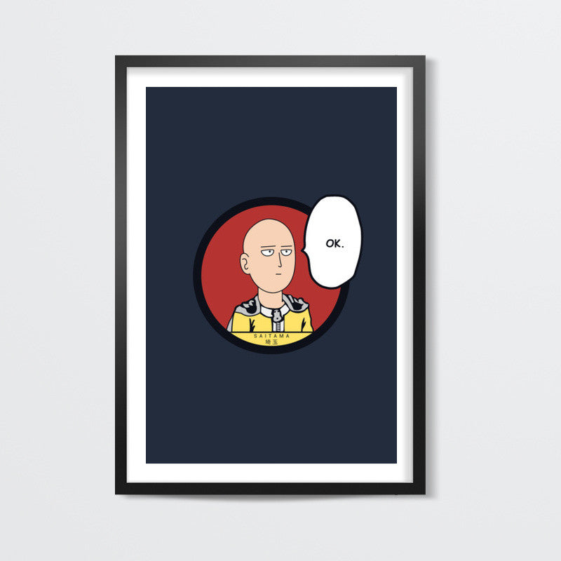 One Punch Man Saitama Ok Wall Art