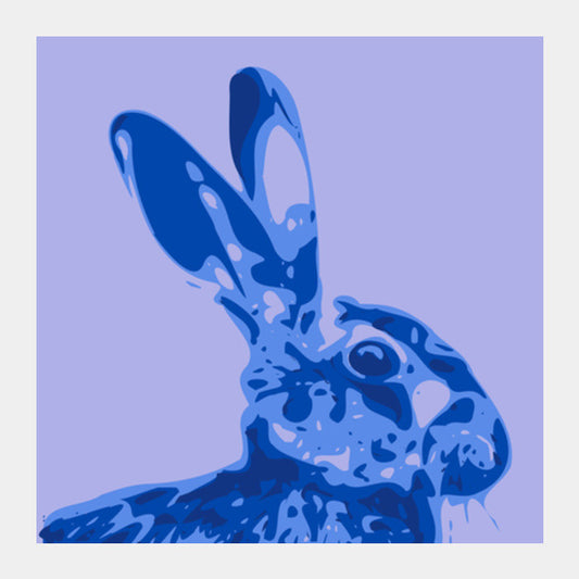 Square Art Prints, Abstract Hare blue Square Art