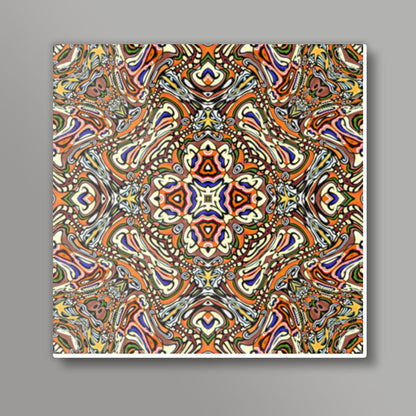 Colorful Abstract Folk Art Ornamental Background Design Square Art Prints