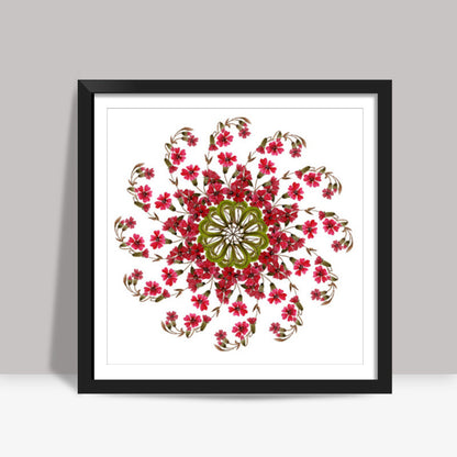 Decorative Pink Flowers Watercolor Mandala Design Square Art Prints