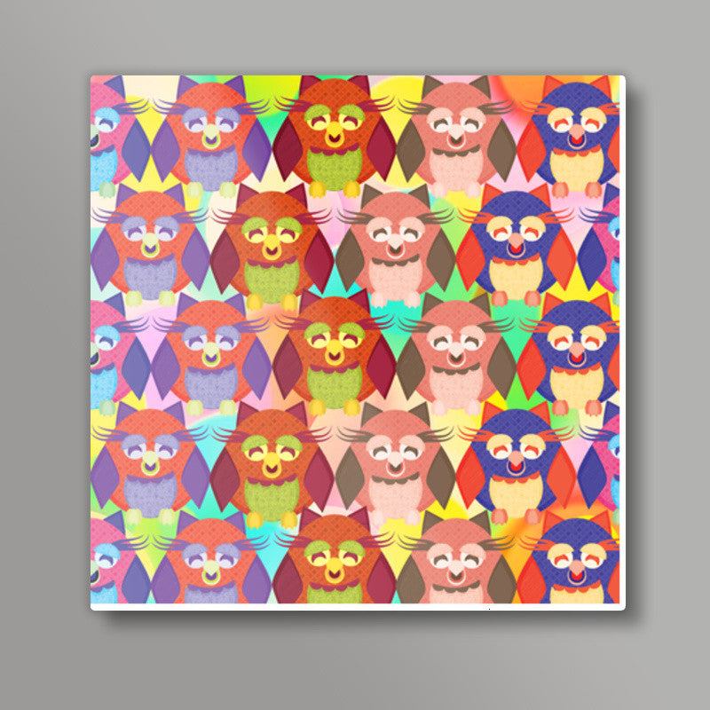 Crazy Owls!! Square Art Prints