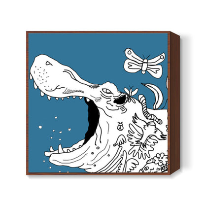 Hippopotamus Doodle Square Art Prints