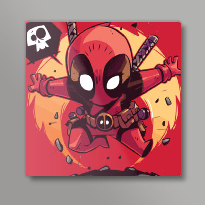 Deadpool Cartoon Square Art Prints