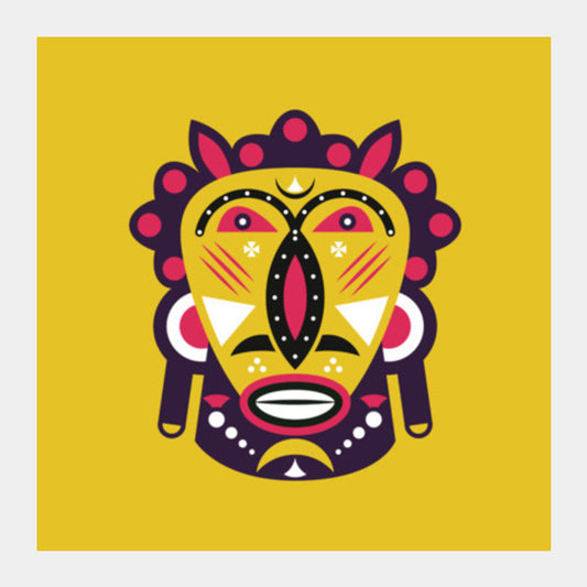 Kuba Face Mask Yellow  Art Prints PosterGully Specials