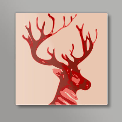 Abstract deer red Square Art