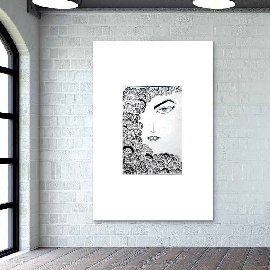 the wave of feeling,black and white,intricate freehand design Wall Art