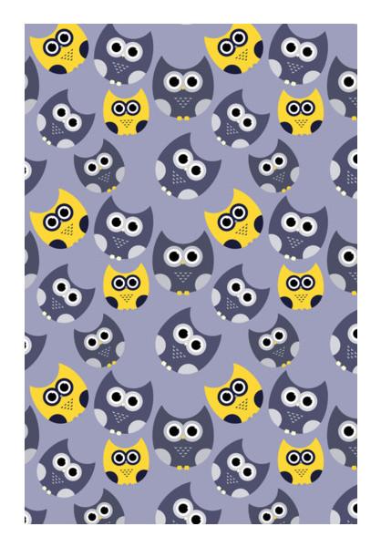 PosterGully Specials, Owl illustrations pattern on gray background Wall Art