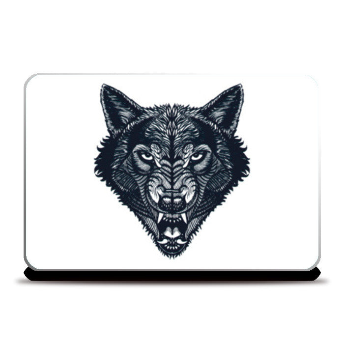 Hunter - Wolf Line Art (Wild Animal) Laptop Skins