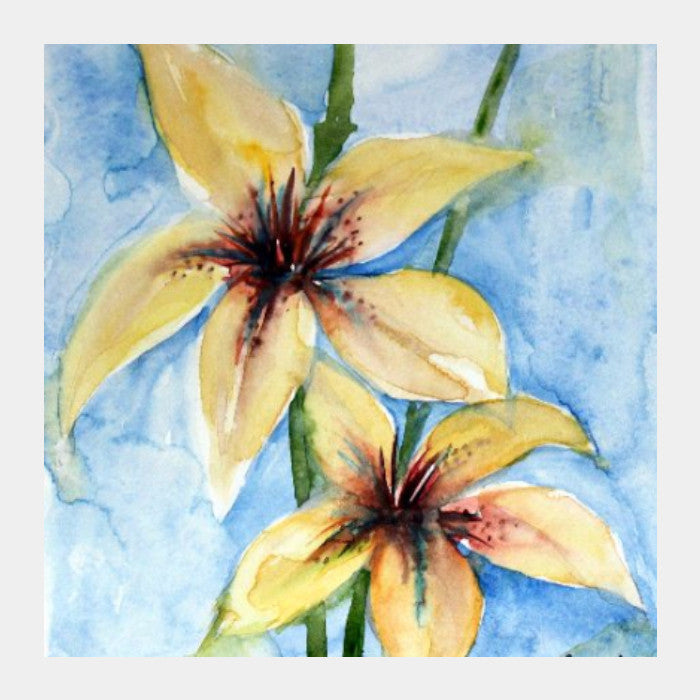 Square Art Prints, Identical Floral Twins Square Art Print