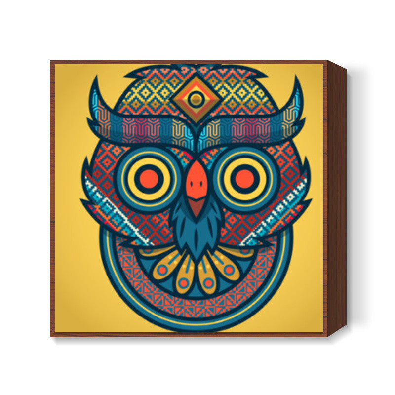 Trippy Owl Square Art Prints