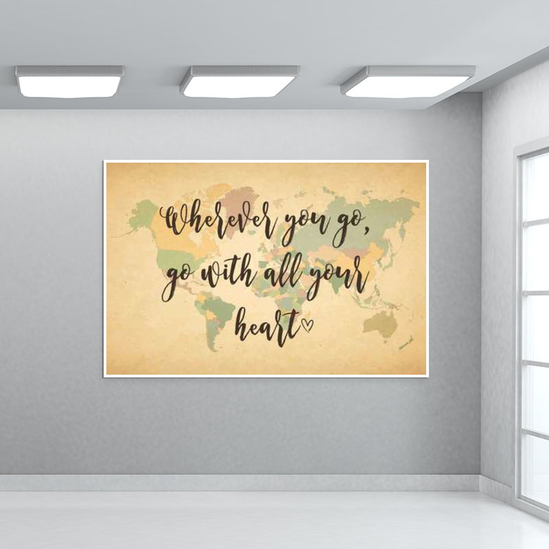 World Map With Text Quotes Giant Poster