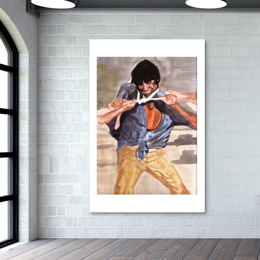 Angry young man Amitabh Bachchan in action Wall Art