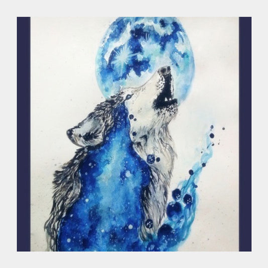 Square Art Prints, Blue Wolf Square Art Prints