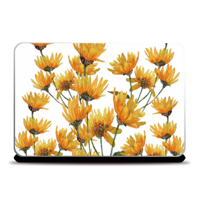 Laptop Skins, Yellow Daisy Flowers Laptop Skin l Artist: Seema Hooda, - PosterGully