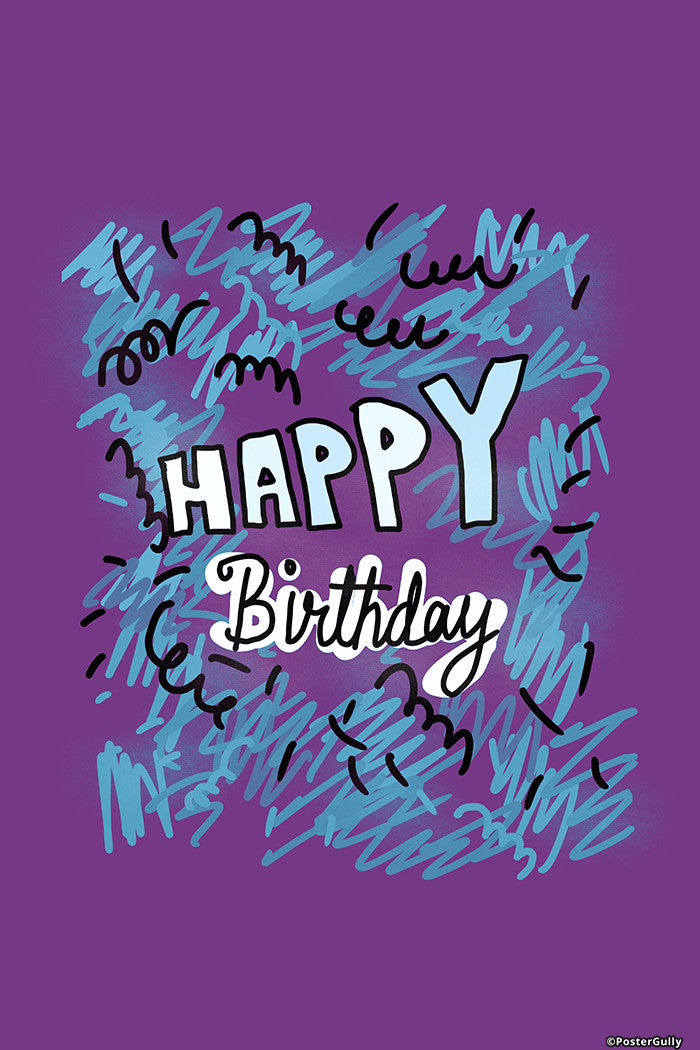 Wall Art, Happy Birthday Purple, - PosterGully - 1