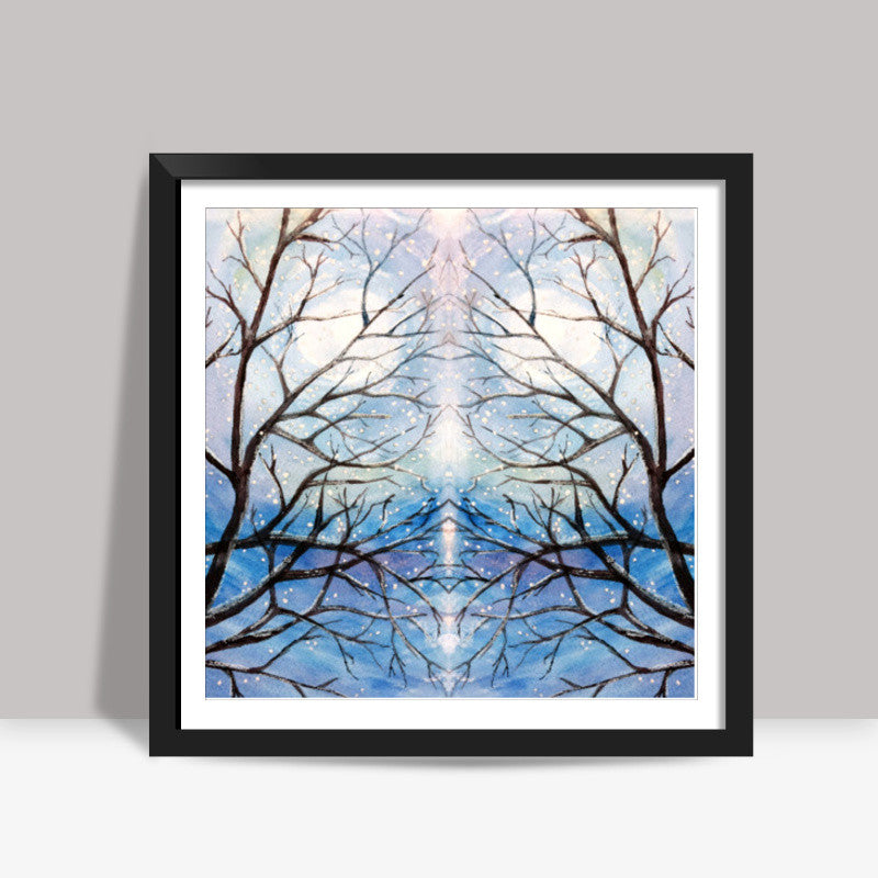 Winter Tree Branches Square Art Print l Artist: Seema Hooda