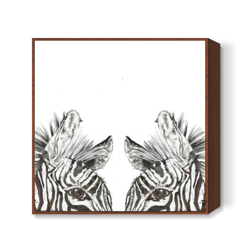 two zebras Square Art Prints