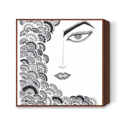 doodle, black and white Square Art Prints