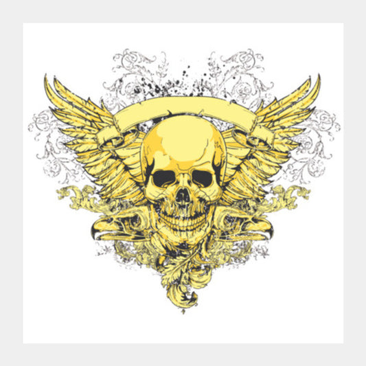 Winged Skull 1 Square Art Prints