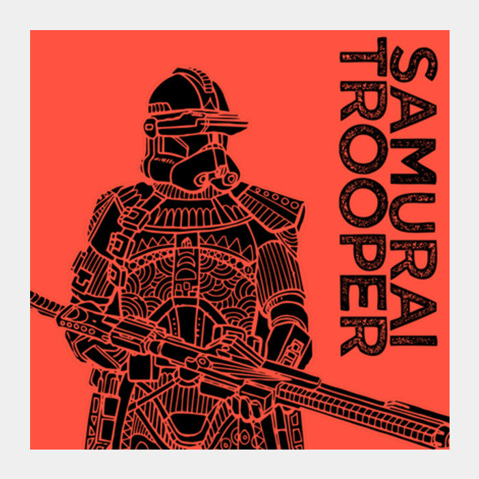 Samurai Trooper: Star Wars inspired original artwork, black, red, duotone, bold, bright, pop art, trendy graphic art, fan art, intricate, graphic poster, minimalist art, trending designs Square Art Prints