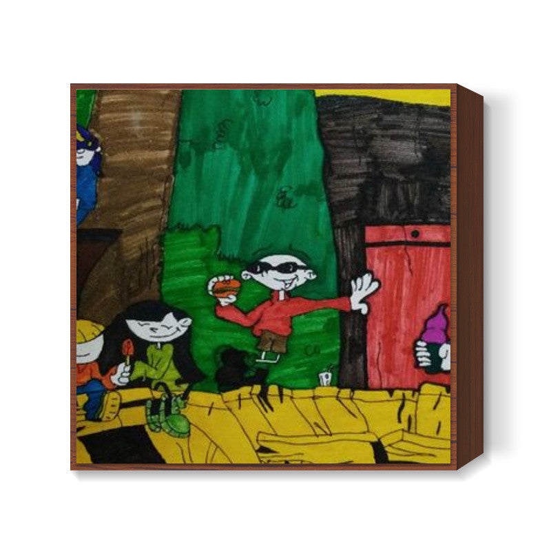 kids next door square art print | artist : Gaurav Sahu