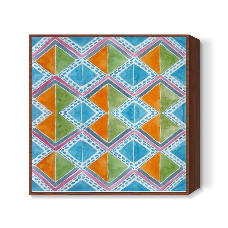 Triangle Watercolor Geometric Tribal Pattern Square Art Prints