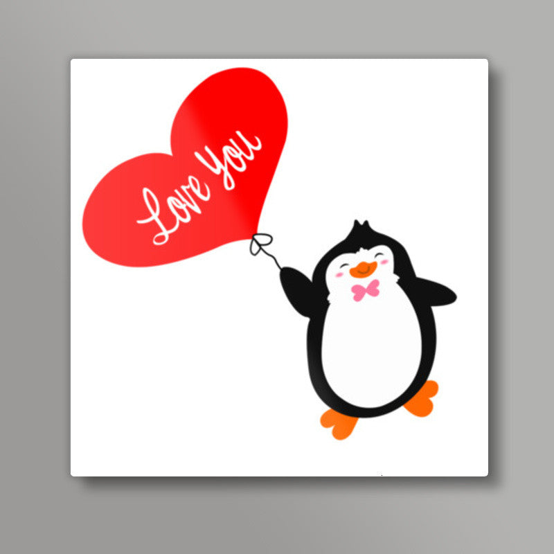 Love You Penguin Square Art Prints