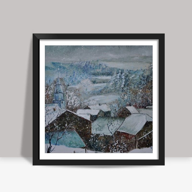 Snowy village  Square Art Prints