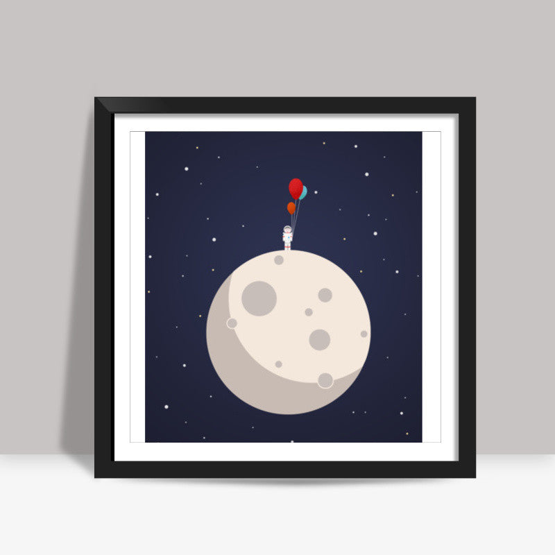 Man on the moon Square Art Prints