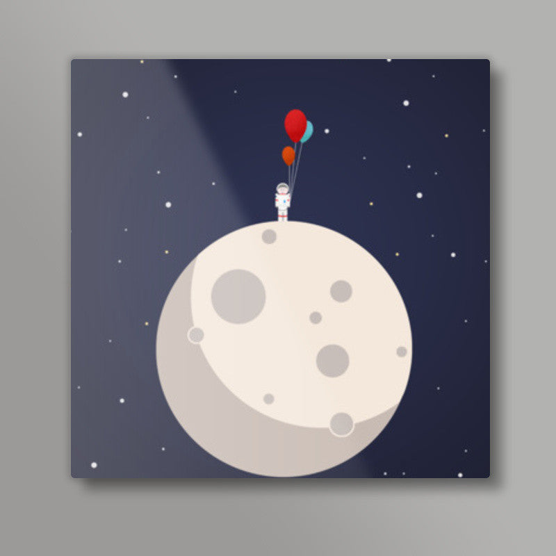 Man on the moon Square Art Prints