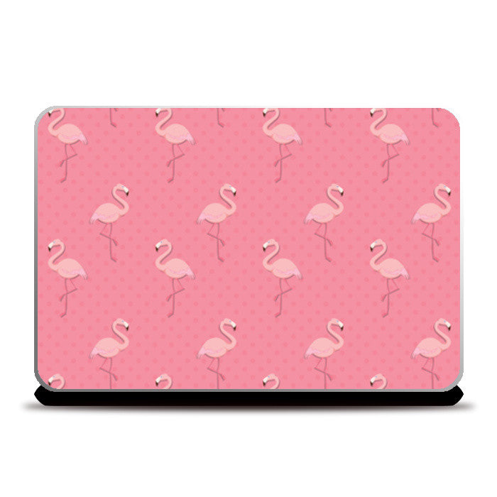 Pink - Dots with Flamingo  Laptop Skins