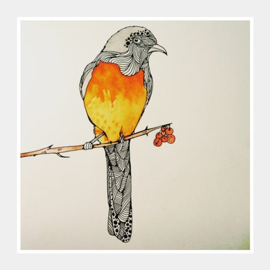 Square Art Prints, bird, illustration, watercolour  Square Art Prints