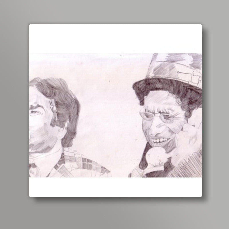 Satish Kaushik and Naseeruddin Shah from Jaane Bhi Do Yaaron Square Art Prints