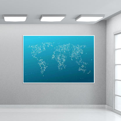 Blue & White World Map Giant Poster